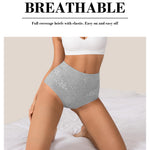 IROCUE High Waisted Underwear for Women Cotton Full Coverage Briefs Soft Strech Ladies Breathable Panties Pack L
