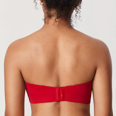 DELIMIRA Women's Strapless Bra Unlined Underwire Minimizer Plus Size Support Lipstick Red 36D
