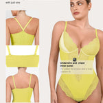Popilush Shapewear Bodysuits for Women Tummy Control Lace Bodysuit V Neck Sleeveless Corset Tops Body Suit