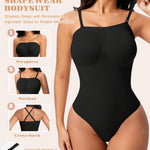Werena Strapless Shapewear Bodysuit for Women Tummy Control Seamless Thong Body Shaper with Removable Straps Under Dress (Black,S)