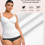 FeelinGirl Women Shapewear Tank Top Tummy Control Compression Tanks V Neck Seamless Body Shaper Camisole Tops for Women White XXL