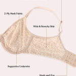 HSIA Minimizer Bras for Women Full Coverage Underwire Unlined Leopard Mesh Plus Size Convertible Bra for Big Busted Light Beige 36DD