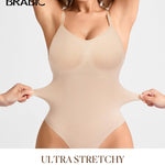 BRABIC Women's Backless Shapewear Bodysuit Tummy control Thong Seamless Body Shaper Sleeveless Compression Tanks Tops (Beige, Small)