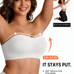 Vertvie Strapless Bra Wireless Non-Slip Push Up Bandeau Bras for Women Full Support Tube Tops Padded Bralette S-Large Breasts(White,Large)