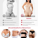 Nebility Strapless Shapewear for Women Tummy Control Shapewear Bodysuits Full Body Shaper with Adjustable Bow & Halter Neck(Beige,Small)