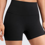CRZ YOGA Butterluxe No Front Seam Biker Shorts 4" - High Waisted Lounge Pilates Workout Athletic Womens Buttery Soft Black Small