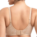 HSIA Minimizer Bras for Women Plus Size, Full Coverage Coolcomfort T Shirt Unlined Bra with Underwire for Heavy Breast, Ivory Beige Leaf Print 38DDD