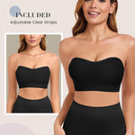 Finduself Strapless Bras for Women Non-Slip Padded Bandeau Bra Wireless Tube Top Bra Including Clear Straps