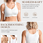 BRABIC Zip Front Closure Everyday Bra for Women Post Surgery Compression Support with Adjustable Straps Wirefree (Medium, White)