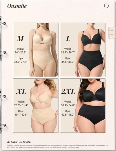 Ousmile Shapewear Tummy Control for Women High Waisted Body Shaper Underwear Seamless Briefs Panty Girdle Nude