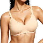 Gailife Smooth Wireless Jelly Bras for Women No Underwire Seamless Push Up Bra Full Coverage Soft Suppor Tshirt Bralettes -ND,L Nude