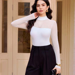 Nebility Women Long Sleeve Bodysuit Turtleneck - Mesh Shapewear Body Suit Tops Thong Going Out Tops Fall Outfits