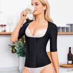 Gotoly Women Waist Trainer Corset Tummy Control Shapewear Upper Arm Shaper Post Surgical Slimmer Compression Tops(Black Short Sleeve,Small)