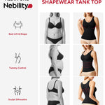 Nebility Compression Tanks for Women Shapewear Tummy Control Body Shaper Cami Tank Top V Neck Camisole
