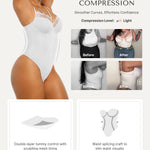 SHAPELLX Shapewear for Women Lace Bodysuit Tummy Control Thong Waist Sculpt Body Shaper(White, XX-Large)