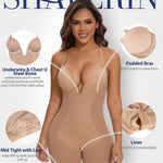 SHAPERIN Backless Shapewear Strapless Bodysuit Bra Fajas U Plunge Tummy Control Low Back Full Body Shaper Corset for Women