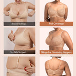 HSIA Minimizer Bra for Women - Plus Size Full Coverage Lace Bra with Underwire, Non Padded Warm Beige