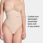 SPANX SPANXsculpt Power Series High-Waisted Thong - Women's Shapewear Lingerie - Seamless Thong - No Visible Panty Lines - Soft Nude - Medium