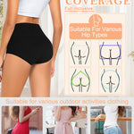 MISSWHO Cotton Underwear Women Pack, Womens Underwear High Waisted Tummy Control Black Briefs C Section Postpartum Ladies Panties Large
