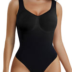 SHAPERX Bodysuit for Women Tummy Control Shapewear Scoop Neck Seamless Thong Body Shaper Tank Top, SZ5240-Black-L/XL