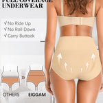 Eiggam High Waisted Underwear for Women Soft Breathable Postpartum Underwear for Women Cotton Full Coverage Briefs Tummy Control Women's Panties(L)
