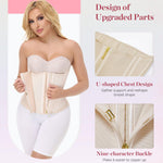 SHAPSHE Waist Trainer for Women Tummy Control Workout Sports Girdle Body Shaper with Zipper Hooks Beige XS