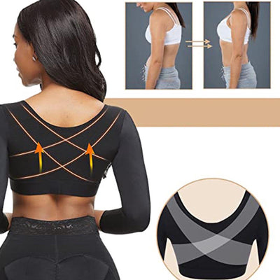 Plus Size Upper Arm Shaper Compression Sleeves for Women - Post-Surgery Slimmer & Corrector Shapewear Tops (02 Black Small)