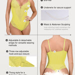 Popilush Shapewear Bodysuits for Women Tummy Control Lace Bodysuit V Neck Sleeveless Corset Tops Body Suit