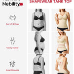 Nebility Compression Tanks for Women Shapewear Tummy Control Body Shaper Cami Tank Top V Neck Camisole