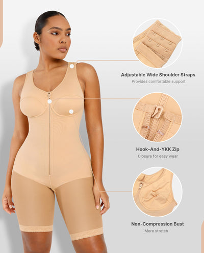 SHAPELLX Full Body Shapewear for Women Faja Colombianas Butt Lifter Shapewear Tummy Control Plus Size Compression Garments(Beige-XXL)