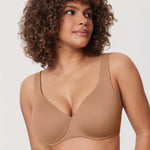 DELIMIRA Minimizer Bras for Women Full Coverage Plus Size Underwire Unlined Supportive Seamless Bra Gravel Beige 38DD