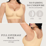 FeelinGirl Front Closure Bra Post Op Bra with Adjustable Straps for Breast Reductions Augmentation Mastectomy Bra Beige S