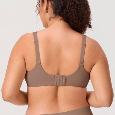 DELIMIRA Women's Inbarely Lift Full Coverage Bras Plus Size Unlined Supportive T Shirt Underwire Seamless Bra Brown Purple 34F