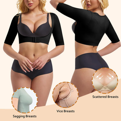 ONEW Upper Arm Shaper Compression Sleeves For Women Faja Post Surgery Slimming Posture Corrector Tops Shapewear，Black，Small