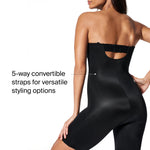 SPANX SPANXshape Suit Your Fancy Strapless Cupped Mid-Thigh Bodysuit - Very Black - Medium