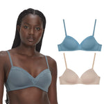 Maidenform Women's Wireless Bra, Modern Demi Wireless T-Shirt Bra, Convertible Bra for Women, 2-Pack