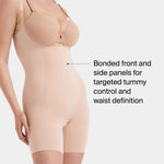 SPANX SPANXsculpt OnCore Open-Bust Mid-Thigh Bodysuit - Powerful Compression Body Shaper - Comfortable Shapewear - Adjustable Straps - Soft Nude - Medium