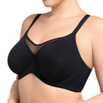 HSIA Minimizer Bras for Women Plus Size, Full Coverage Coolcomfort T Shirt Unlined Bra with Underwire for Heavy Breast, Black with Floral Print 38DDD
