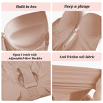 Slimers Backless Shapewear Strapless Bodysuit - Low Back Women Body Shaper : Slimming Built In Bra With Plunge Skin Pink