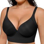 SHAPELLX Black Push-Up Women's Bra Back Smooth Braletters T-Shirt Underwire (Black, 38B)