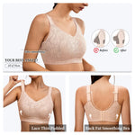 Luckfire Womens Comfortable Minimizer V Neck Bras No Underwire,Lace Thin Padded Full Coverage Anti-Sagging & Side Support Nude