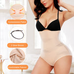 Werena Tummy Control Shapewear Panties for Women High Waisted Body Shaper Slimming Shapewear Underwear Girdle Panty(Beige-smooth Fabric,Large)