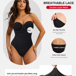 Nebility Strapless Shapewear Bodysuit for Women - Thong Body Suits Tummy Control Tube Top Underwire Lace Corset with Removable Strap