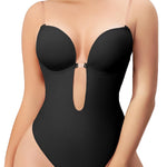 Women Shapewear Backless Body Bra Shaper Womens Plus Size Plunge Invishaper Low Back Thong Bodysuits Open Crotch Daily Use(Black M)