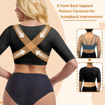 ONEW Upper Arm Shaper Compression Sleeves For Women Faja Post Surgery Slimming Posture Corrector Tops Shapewear，Black，Small