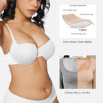 Popilush Push Up Bra Balconette Seamless Underwire Demi T-Shirt Square Neck Bra Lingerie Color White 36DD