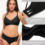 Popilush Wireless Bras for Women No Underwire Seamless Bralettes Everyday Comfort Tshirt Padded Bra Black