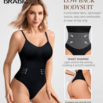 BRABIC Women's Backless Shapewear Bodysuit Tummy control Thong Seamless Body Shaper Sleeveless Compression Tanks Tops (Black, Medium)