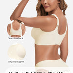 Gailife V Lace Front Closure Bras for Women Wireless Seamless Mastectomy Bralettes Soft No Underwire T Shirt Bra, White, XL