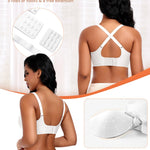 Wireless Jelly Comfortable Bras for Women Push Up Scalloped V Neck No Underwire Tshirt Bra Seamless Padded Bralettes(A1# White(Pure),Large)